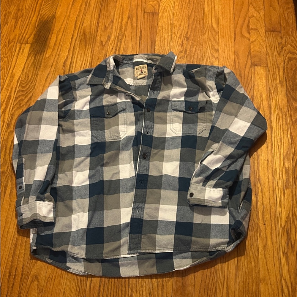 Men’s RedHead Blue and Gray Plaid Casual Shirt 2XLT